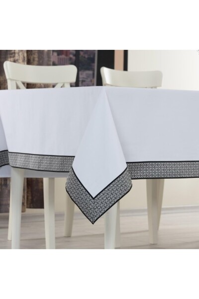 TABE Τραπεζομάντιλο με διακοσμητικό ασπρόμαυρο περίγραμμα, 160x220εκ., Tabe