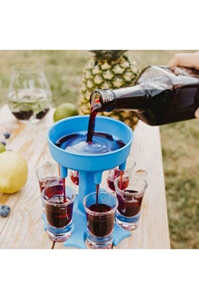 zola Alcohol dispenser with glasses, Zola®, plastic, 13x11 cm, blue