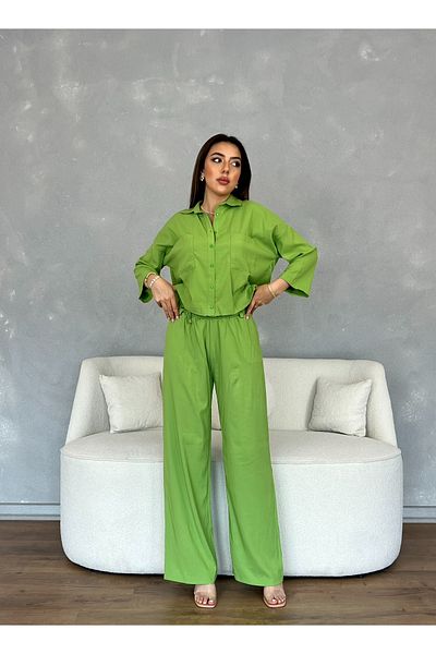 Nesil Women's Suit with Shirt Pocket Detail and Elastic Waist Trousers