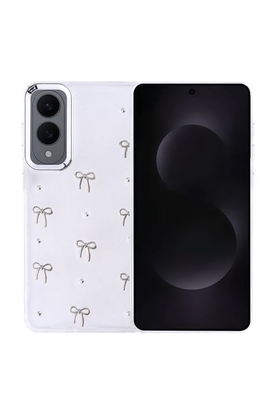 System Com Galaxy S25 Edge Case Airbag Design Glitter Transparent Sys Pole Co...