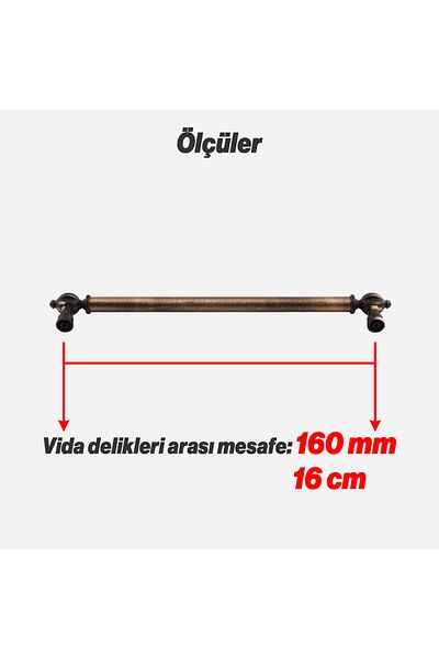 Badem10 Defne Metal Antique Mâner galben antic 160 mm Sertar de mobilier Dulap de bucătărie Mânere dulap Mâner de dulap