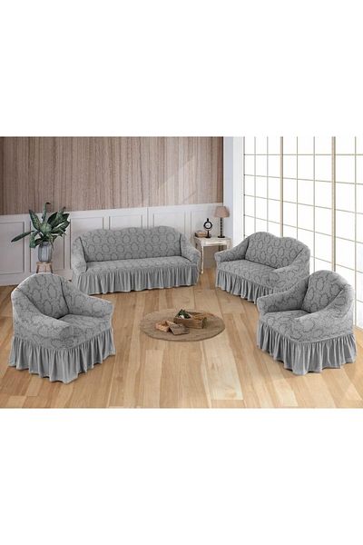 ARTUÇ 3+2+1+1 Standard Sofa Cover with Jacquard Flexible Skirt