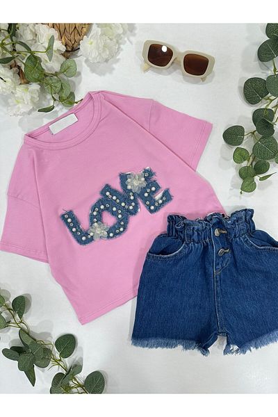 ChibuumKids Girl's Shorts Love Written Set