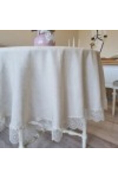 TABE Στρογγυλό τραπεζομάντιλο, φυσικό λινό Umberto, ανοιχτό καφέ