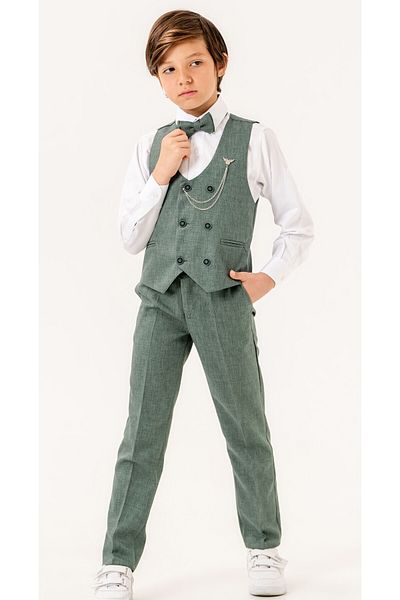 carino's kids Boy's Tuxedo Suit - Set of 4 with Vest, Bow Tie and Shirt