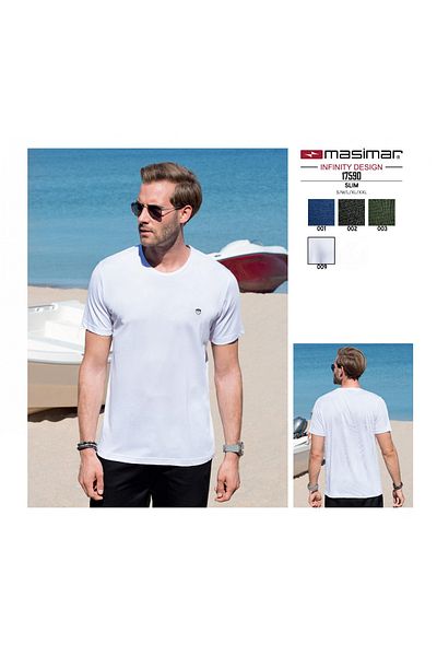 Masimar Men's Jacquard Crew Neck Slim Fit T-Shirt