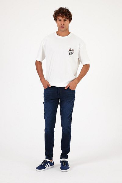 VENA Pantaloni Jean skinny pentru bărbați Albastru Teos - Negru