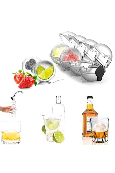 zola Spherical ice mold, 4 spheres, 23x6.5 cm, transparent