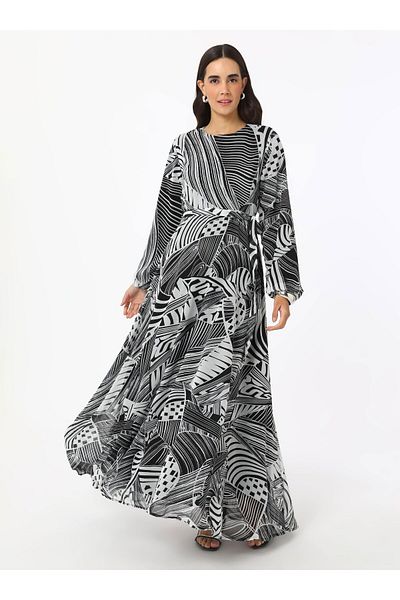 Refka Φόρεμα Hijab σιφόν εμπριμέ - Μαύρο - Refka
