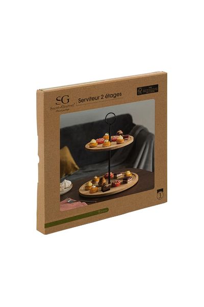 Secret de Gourmet Arto shelf, bamboo, 2 levels, 25 x 25 cm