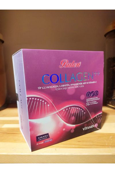Balen Collagen 3-Fold Complex Effect - Collagen Type 1-2-3 Hyaluronic Acid + Vitamin C + L-Ornithine 30 Shas