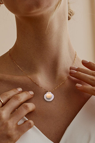 Glaren Deniz Kabuğu Charm Altın Renk Kadın Kolye