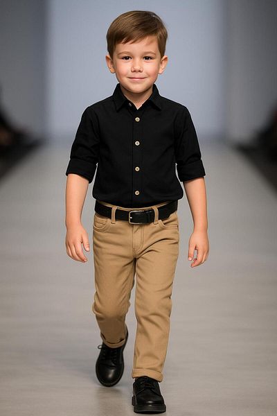 Esterella Oxford Long Sleeve Shirt Men's Suit / Boy's Shirt Suit / Shirt Pants Suit