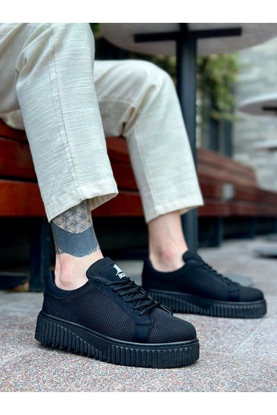 Lavish Gold BA0803 BOA High Black Sole Knitwear Black Men's Shoes