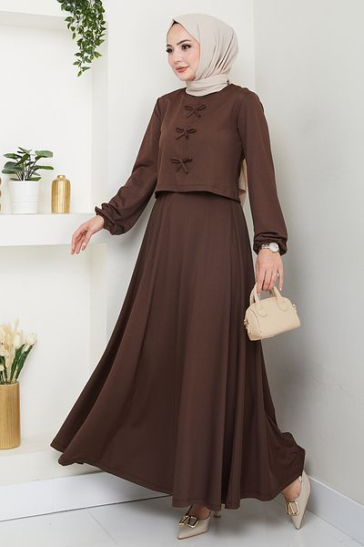 InStyle Σετ Bitter Brown με φούστα και λεπτομέρεια φιόγκου