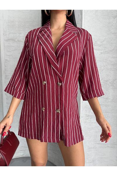 LB Laluna Butik Jachetă blazer cu dungi pentru femei