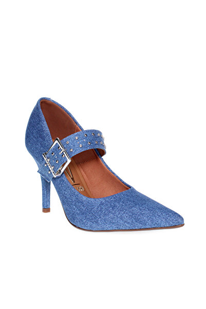 VİZZANO حذاء فيزانو نسائي بكعب متوسط أزرق | صنع في البرازيل