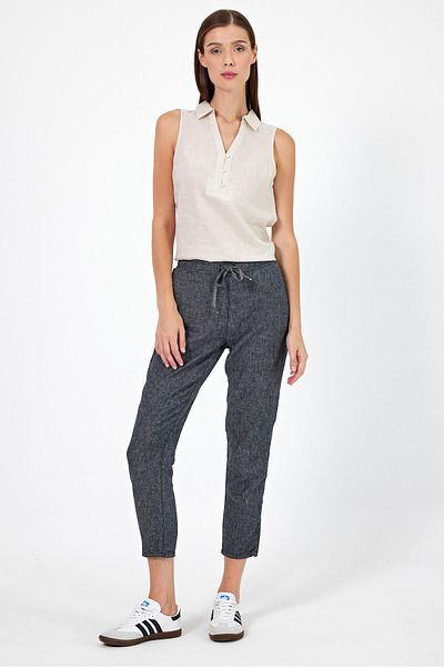 VENA Black Linen Beach Pants - Alian Brand, Elastic Waist