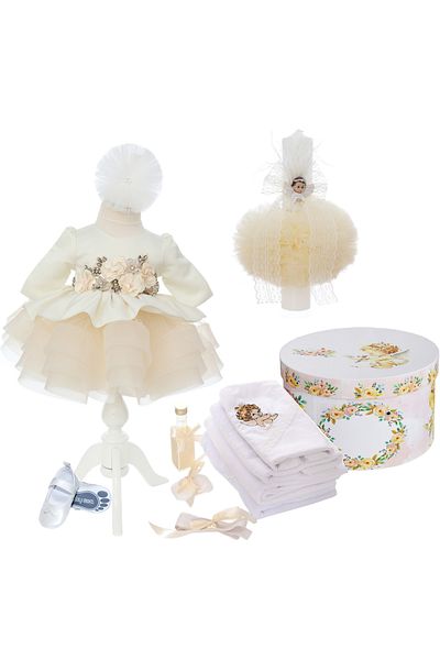 Recostore Girls' baptism set, angel Mayra model, trouser, dress and candle, REC3170