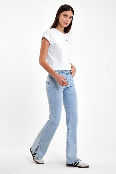 VENA Pantaloni Emilie Sky Blue Slit Bootcut Jean - Femei
