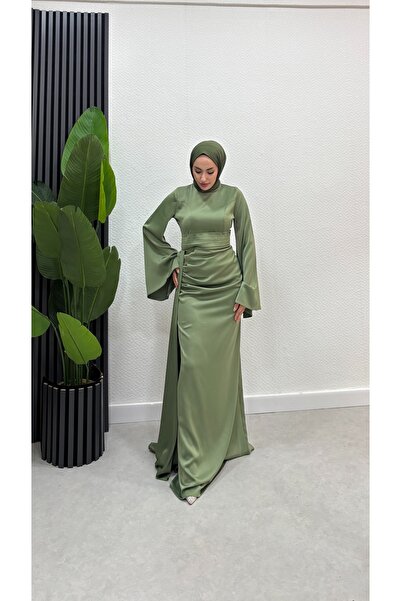 modasusev Ισπανικό βραδινό φόρεμα με σατέν μανίκι