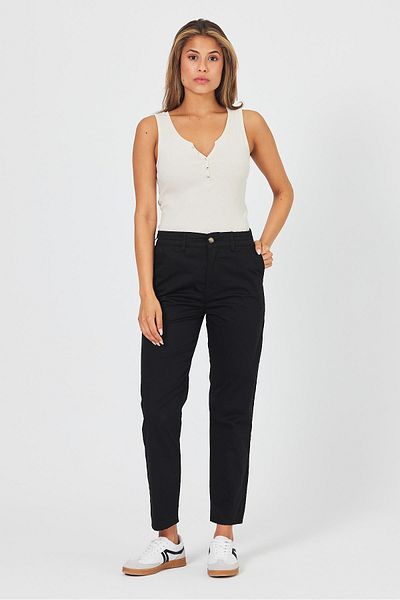 VENA Norah Women's Black Gabardine Trousers - Elastic Waist