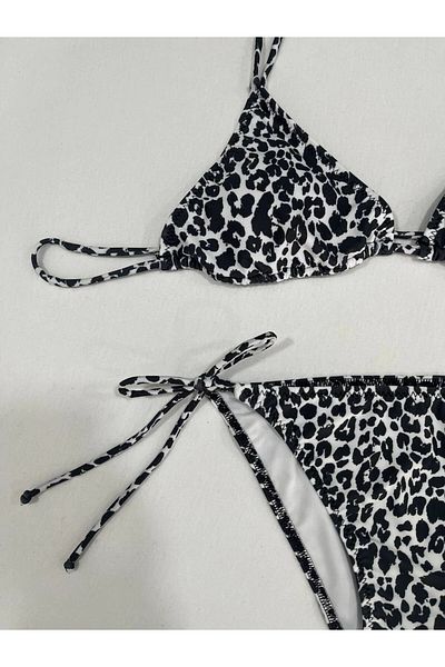 hazelin Γυναικείο Leopard Black Halter Neck Triangle Bikini Σετ HZL25S-LC5005