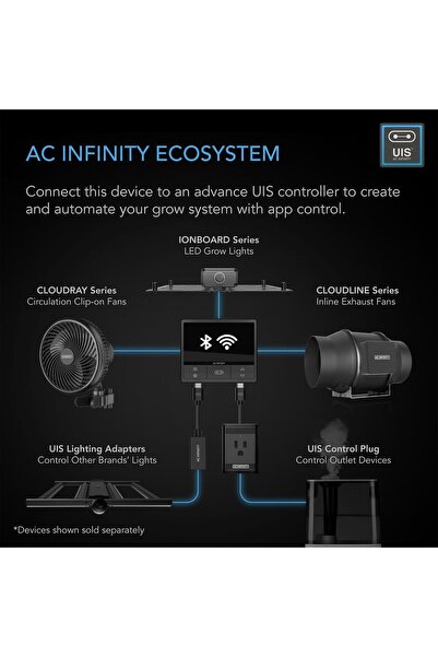 GÜMRÜK BEY AC Infinity PRO T8 8 İnç Sessiz Kanal İçi Fan Sıcaklık Nem VPD Kontrol Cihazı WiFi Uygulama Kontrolü