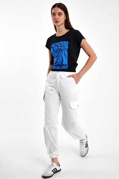 VENA Дамски панталони Ivory Parachute - Карго джобове