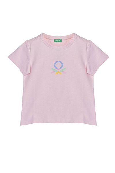 United Colors of Benetton Tricou cu logo Bnt pentru fetiță - roz
