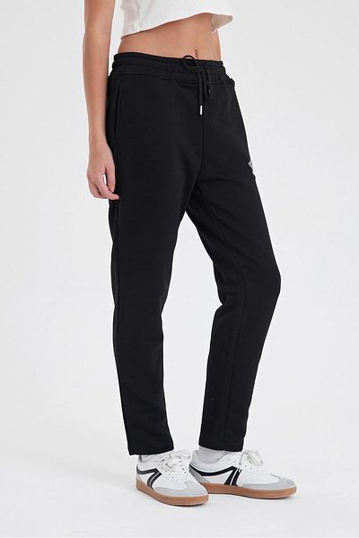 VENA Women's Logo Printed Black Regular Fit Cotton Sweatpants