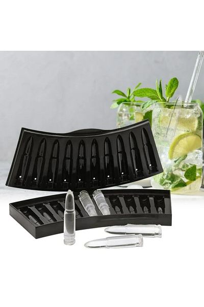 zola Plastic ice cube mold, 10 cubes, bullet, 9 x 20 x 2 cm, black
