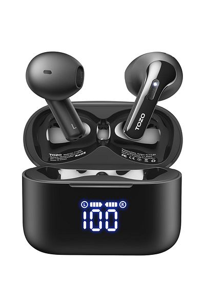 Smart Vibe Casti True Wireless TOZO® TonalFits Noise Cancelling, Acoustic Technology, Bluetooth 5.3, Black
