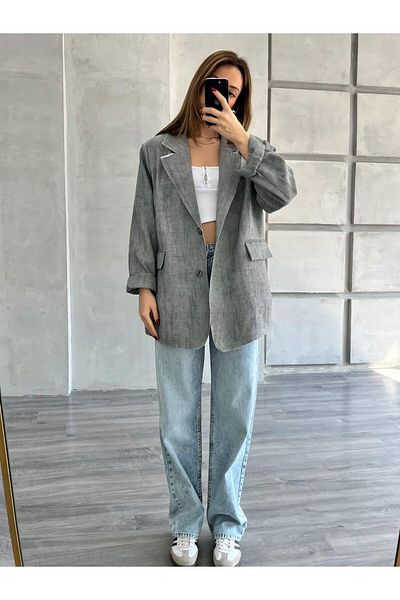 Coral Jacket with Flap Pocket Gray