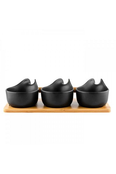 FLORINA Adria Black handle serving set, bamboo, porcelain, 25 x 9 x 6.5 cm
