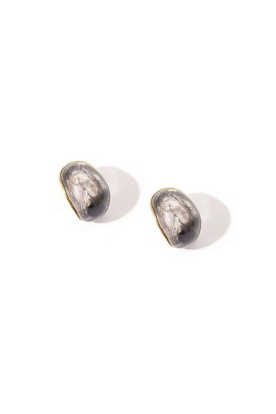RİVUS Gold Framed Bone Earrings - Black