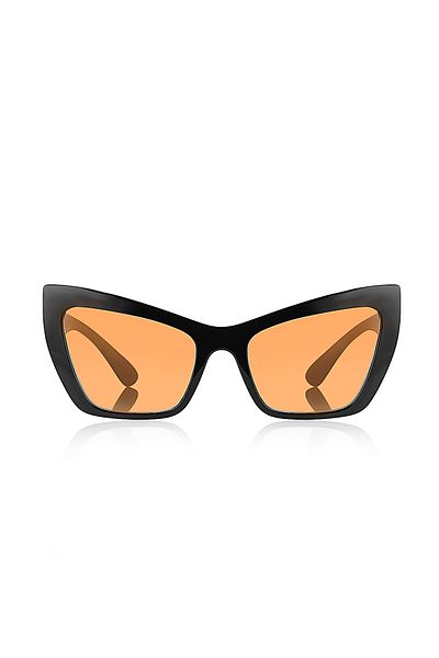 Kinary Cat Eye Women's Sunglasses Black Frame Orange Glass 1024