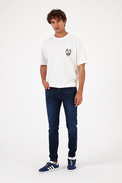VENA Pantaloni Jean skinny pentru bărbați Albastru Teos - Negru