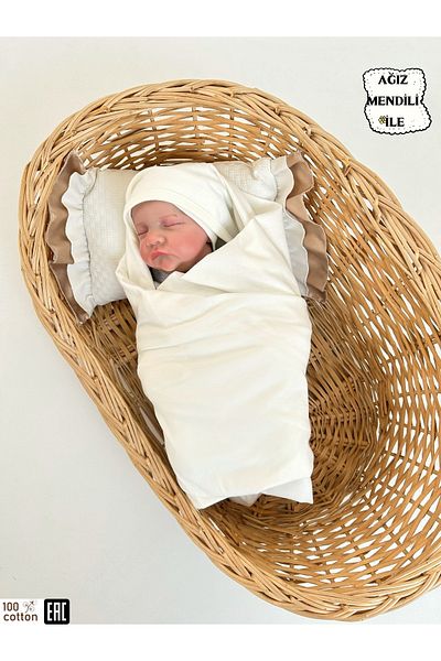Bebella Ecru Single Layer Baby Blanket 100% Cotton, Natural Organic Sleeping Swaddle 90X85Cm