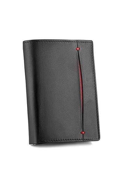 zagatto Men’s Wallet, Fabriano, Black/Red, Handmade, Slim, Genuine Leather, 12.5x9.5x2 cm, ZG-N4-F4