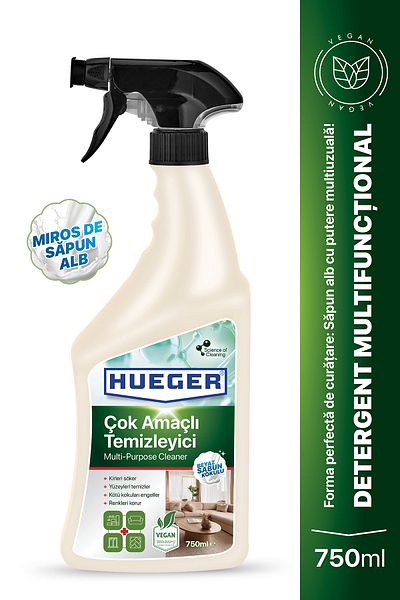 Hueger Multi-Purpose Vegan Detergent, Foam & Spray, With White Soap Fragrance, 750 ml