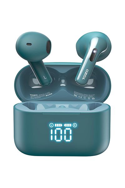 Smart Vibe True Wireless Headphones TOZO® TonalFits Noise Cancelling, Acoustic Technology, Bluetooth 5.3, Green