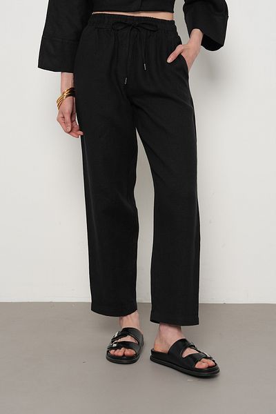 Orfeo Negro Women's 100% Linen Comfortable Fit Solid Color Pants