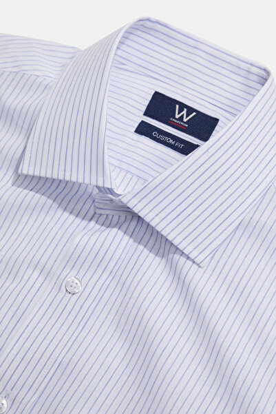 W Collection BEYAZ UZUN KOLLU ÇİZGİLİ GÖMLEK