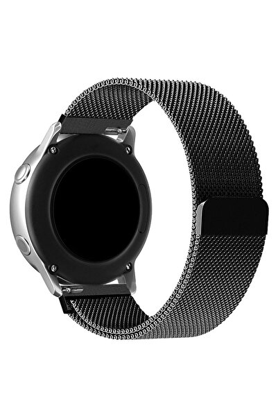 Kyver Samsung Galaxy Watch Active 2 Uyumlu Loop Metal Hasır Kordon 20mm (SİYAH)