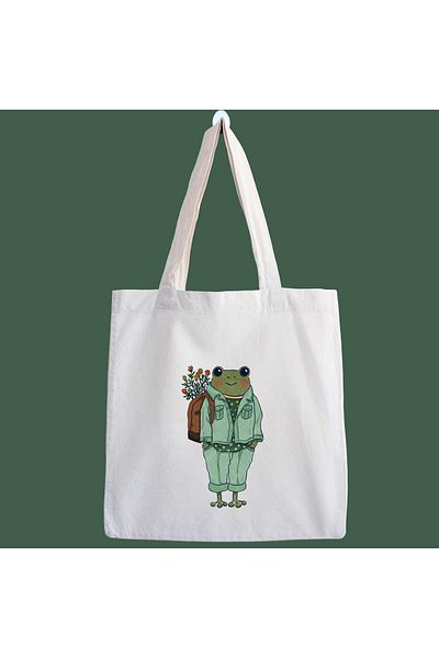 designedfy School Frog Waterproof Printed Cloth Bag