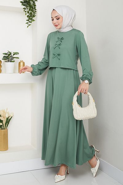 InStyle Mint Green Suit with Skirt and Bow Detail