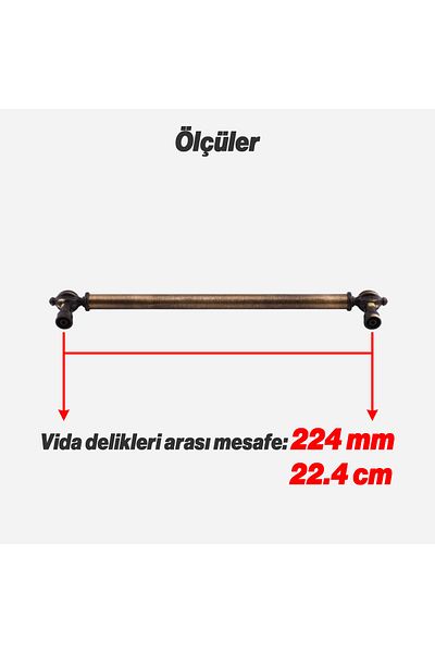 Badem10 Defne Metal Antique Mâner galben antic 224 mm Sertar de mobilier Dulap de bucătărie Mânere dulap Mâner de dulap