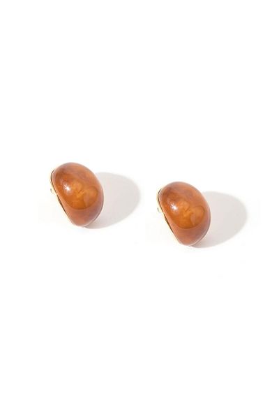 RİVUS Gold Framed Bone Earrings - Brown