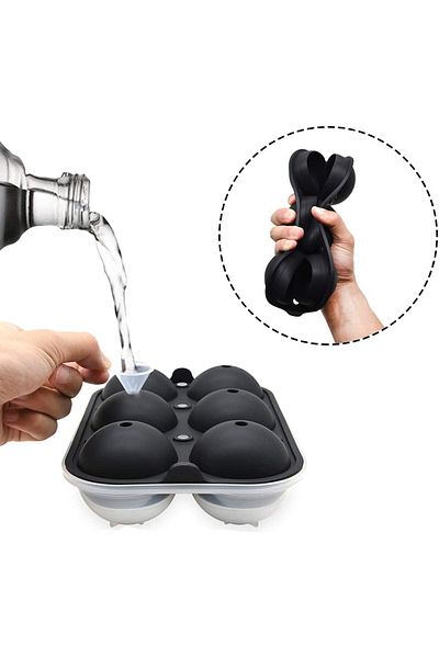 zola Silicone mold for ice balls, 6 spaces, 22 x 15 x 6.5 cm, black